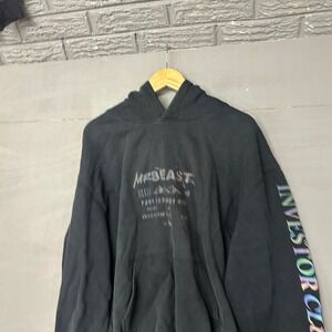 MrBeast Investor Club Hoodie Black Iridescent Graphic Sweatshirt Mens XL